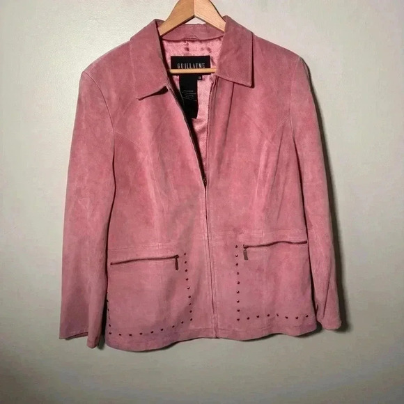 Pink suede cowgirl leather zip  up jacket 1X - Picture 2 of 7